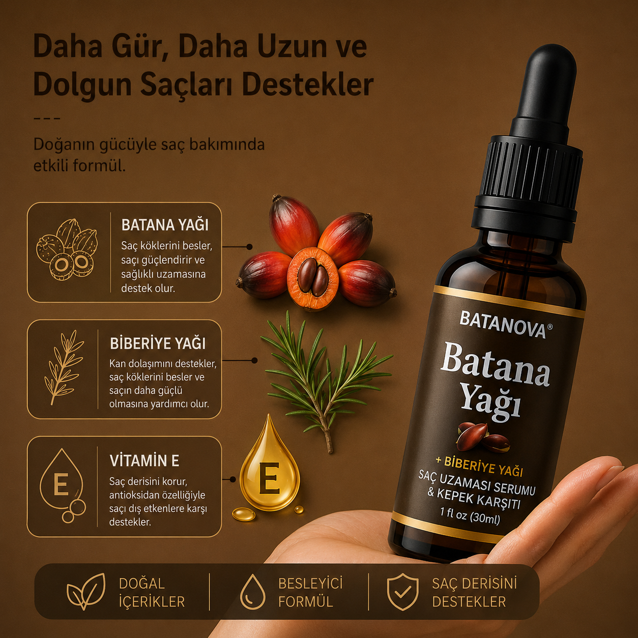 Batana Yağı + Biberiye Yağı | Saç Derisi Güçlendirici Serum