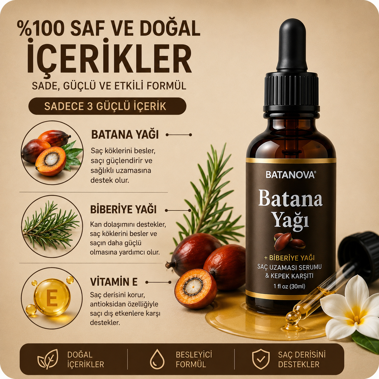 Batana Yağı + Biberiye Yağı | Saç Derisi Güçlendirici Serum